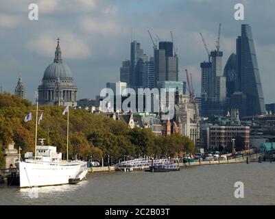 London, England - November 03, 2017: The city of london financial district showing current construction work on new large develo Stock Photo