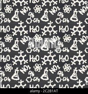 Back to school. Chemical seamless pattern. Chalk sketches on blackboard. Vector backround. Stock Vector