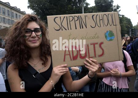 Student's strike Friday for Future, international strike against the global warming, in Milan, September 2019.