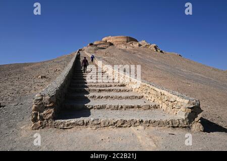 historical Zoroastrian silence tower used as burial ground since the 1970', in Yazd, Iran. Stock Photo