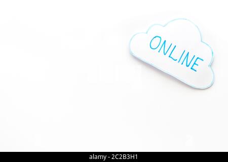 Cloud online networking concept. Paper bubble on white workplace Stock Photo