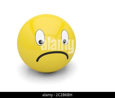 smiley sad emotion icon face head cartoon emoticon 3D Stock Photo