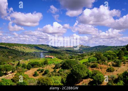 Vale dos Barris and Serra do Louro mountain range at the Arrabida Nature Park. Palmela, Portugal Stock Photo