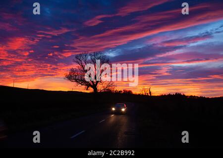 A dramatic sunset near Ayr Scotland Stock Photo