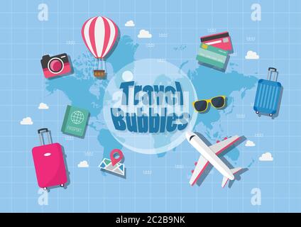 Travel bubbles agreement during covid-19 situation. Travel concept Vector illustration Stock Vector