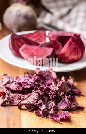 Tasty raw beetroot. Dried beetroot. Stock Photo