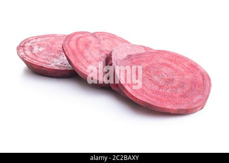 Tasty raw beetroot. Sliced beetroot isolated on white background. Stock Photo