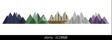 Mountains low poly style set. Polygonal shapes. Vector isolated illustration Stock Vector
