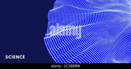 Wave background. Abstract vector illustration. 3d technology style. Network design with particle. Stock Vector