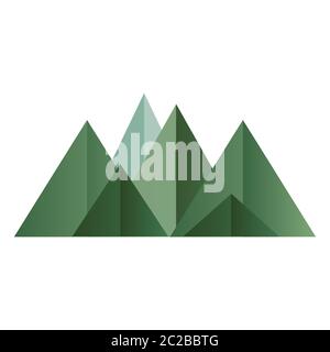 Green mountains low poly style. Polygonal shapes. Vector isolated illustration Stock Vector