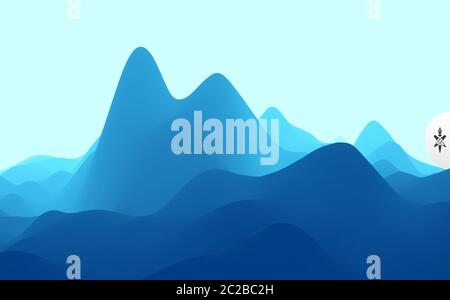Mountain Landscape. Mountainous Terrain. Vector Illustration. Abstract Background. Stock Vector