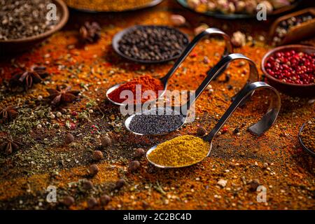 Various spices selection. Still life of spices Stock Photo