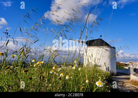 Windmill at the Serra do Louro mountain range. Arrabida Nature Park, Palmela. Portugal Stock Photo