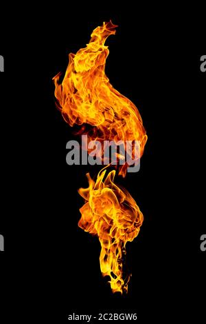 Burning flame isolated on black Stock Photo