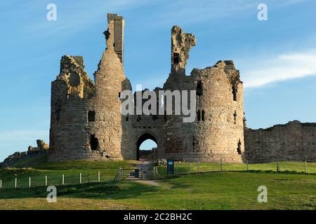 Ruins of medieval Dunstanburgh Castle, Alnwick, Northumberland, England, United Kingdom, Europe