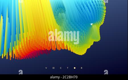 Abstract digital human face. Glitch technique portrait. Conceptual vector illustration. Stock Vector