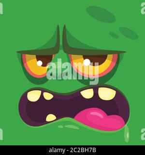 Cartoon zombie face. Vector zombie monster square avatar Stock Vector