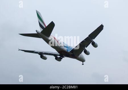 Emirates A360 / arrival Glasgow airport Stock Photo