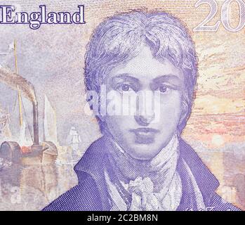 Polymer UK £20 note. Close up of a hologram showing the queens head ...