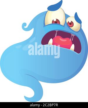 Scared blue ghost cartoon. Vector illustration Stock Vector