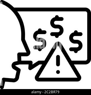 thought story man about monetary warnings icon vector outline illustration Stock Vector