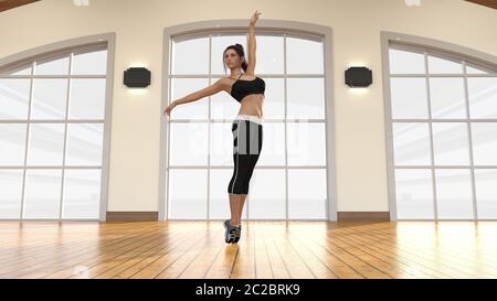 Hip Hop Dancer Practicing in a Dance Studio Stock Photo