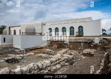 The Magdala Spirituality center [that houses a replica of Jesus' boat], Magdala (Mejdel) - current day Migdal. On the Sea of Galilee, Israel  It is be Stock Photo