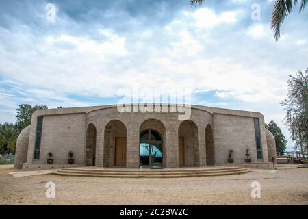 The Magdala Spirituality center [that houses a replica of Jesus' boat], Magdala (Mejdel) - current day Migdal. On the Sea of Galilee, Israel  It is be Stock Photo