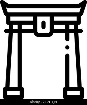 chinese arch with columns icon vector outline illustration Stock Vector
