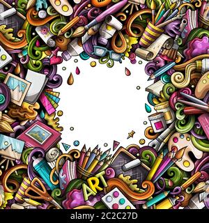 Cartoon vector doodles Art card. Artistic funny border Stock Vector