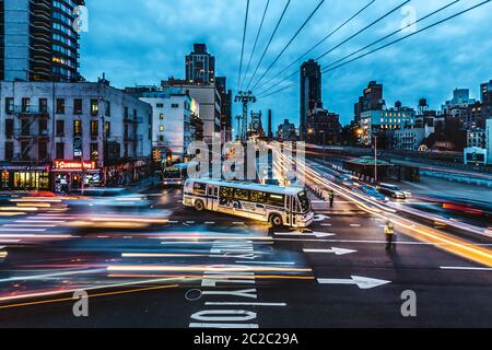 January 2016 rush hour traffic at Queensboro Bridge, Manhattan New York, USA Stock Photo