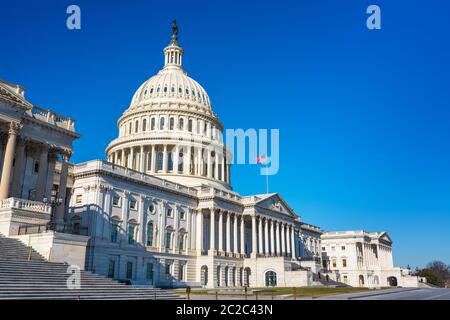 US Capitol over blue sky Stock Photo