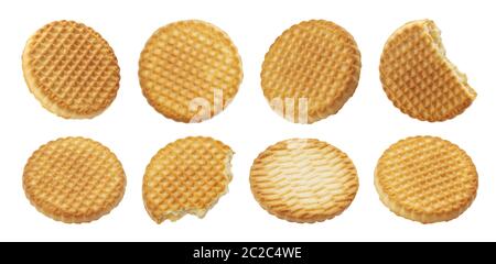 Butter cookies collection, biscuits isolated on white background Stock Photo