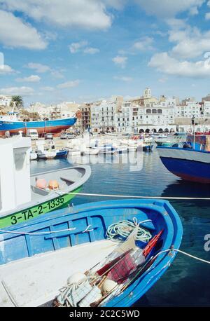 View from the harbour. L'Ametlla de Mar, Tarragona province, Catalonia, Spain. Stock Photo