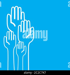 Raised hands of voters. casting vote concept. Stock Vector