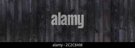 Wide black wooden background, old wooden planks texture Stock Photo
