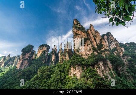 The Gathering of Heavenly Soldiers scenic rock formations, Avatar mountains nature park, Zhangjiajie, Hunan Province, China Stock Photo