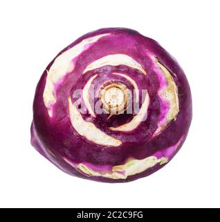 ripe taproot of purple kohlrabi cabbage isolated on white background ...