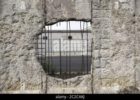 Remains of Berlin wall, detail of old concrete wall, Germany Stock Photo