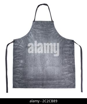 Clean gray denim apron isolated on white Stock Photo
