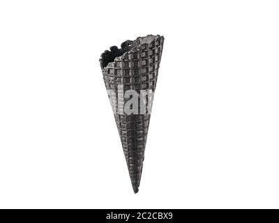 Black waffle sugar cone isolated on white Stock Photo