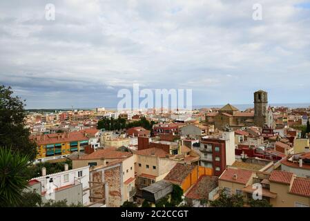 View on Malgrat de Mar from Parc del Castell, Spain Stock Photo