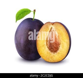 Plums isolated on white background with clipping path Stock Photo