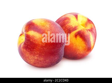 Whole nectarine fruit isolated on white background