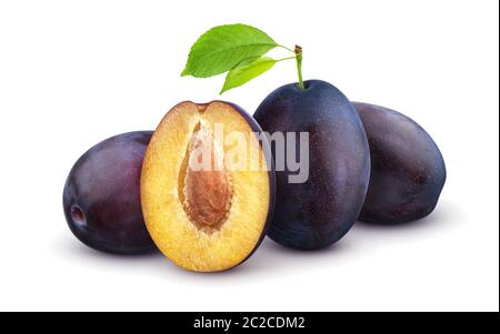 Plums isolated on white background Stock Photo