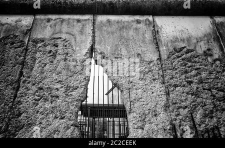 Remains of Berlin wall, detail of old concrete wall, Germany Stock Photo