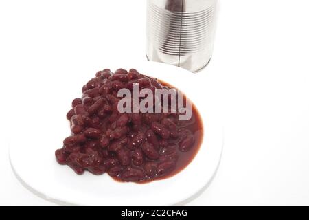 Mexican black beans in tin box Stock Photo