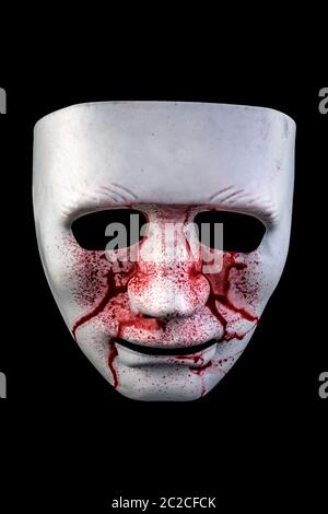 Blood mask isolated on black background with cliiping path Stock Photo