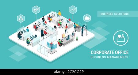 Professional business people working together in the office, communication and technology concept Stock Vector