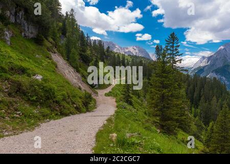 Hiking to the hunting lodge of King Ludwig II on the Schachen Stock Photo